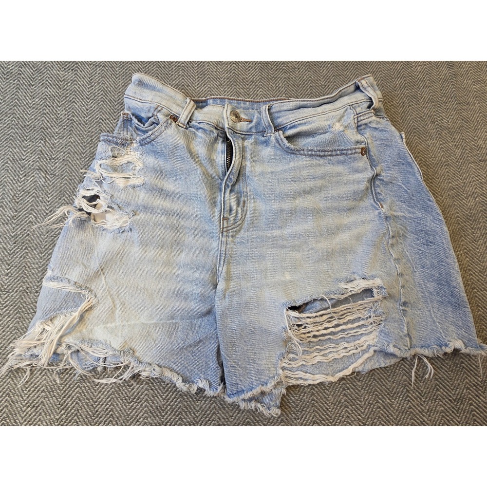 American Eagle Cut Off Shorts Womens 6 Blue Denim Light Wash Heavy Distressed